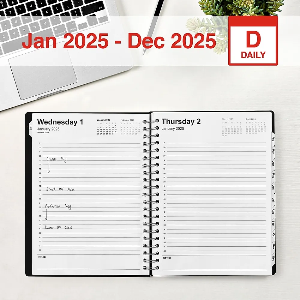 2025 Planners|Staples 2025 8" x 11" Daily Appointment Book, Black (ST21487-25)