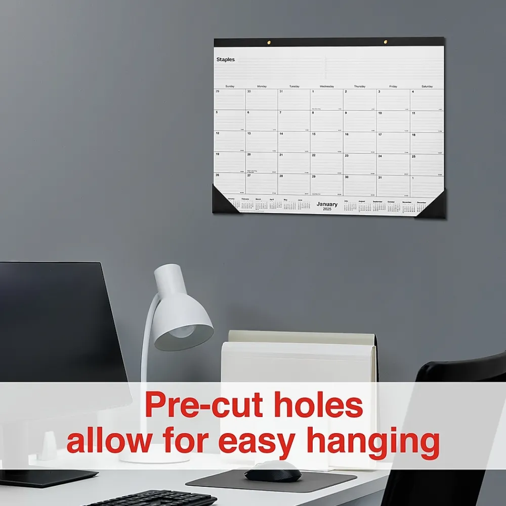 2025 Calendars|Staples 2025 22" x 17" Desk Pad Calendar, (ST12951-25) Black