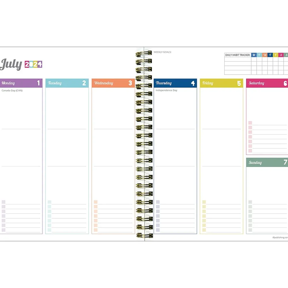 Academic Planners|TF Publishing 2024-2025 Cali Girl Collection Blue Sky Rainbows 6" x 8" Academic Weekly & Monthly Planner, Paperboard Cover