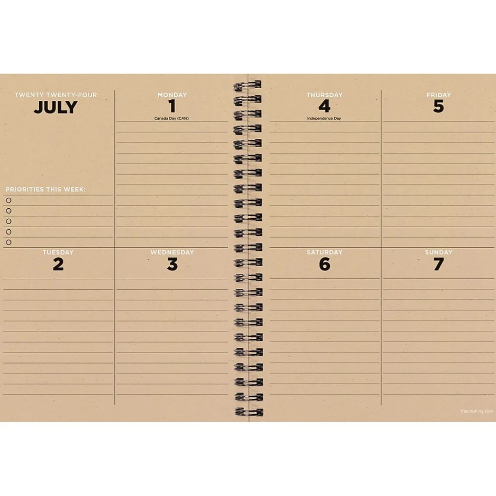 Academic Planners|TF Publishing 2024-2025 Elements Series Aspen Trees 6" x 8" Academic Weekly & Monthly Planner, Paperboard Cover, Yellow/White