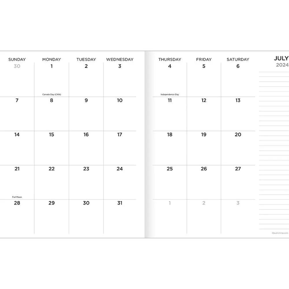 Academic Planners|TF Publishing 2024-2025 Walnut Wood 6.5" x 8" Academic Monthly Planner, Paperboard Cover, Brown (AY25-4216)