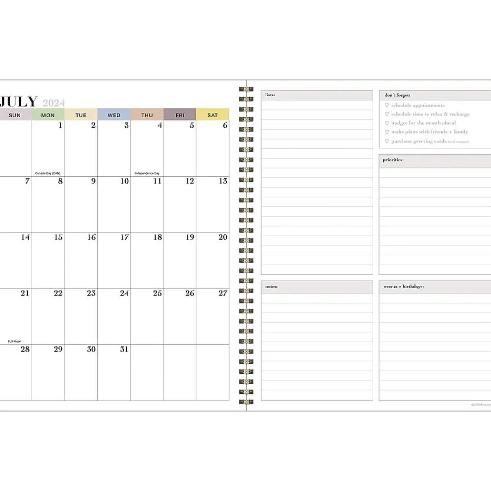 Academic Planners|TF Publishing 2024-2025 White Lotus Series Positano Palms 8.5" x 11" Academic Weekly & Monthly Planner, Paperboard Cover