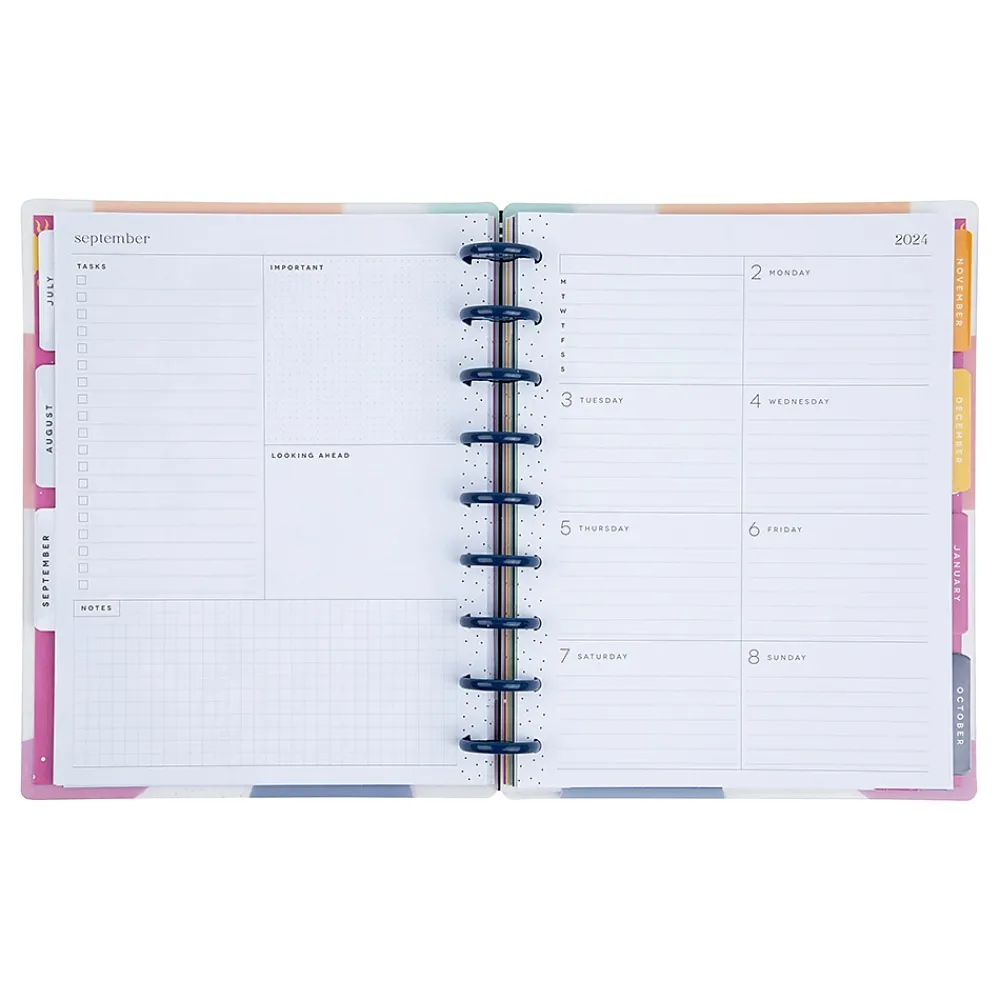 Academic Planners|The Happy Planner 2024-2025 Rio Vibes 7" x 9.25" Academic Weekly & Monthly Planner, Plastic Cover, Multicolor (PPCD12-469)