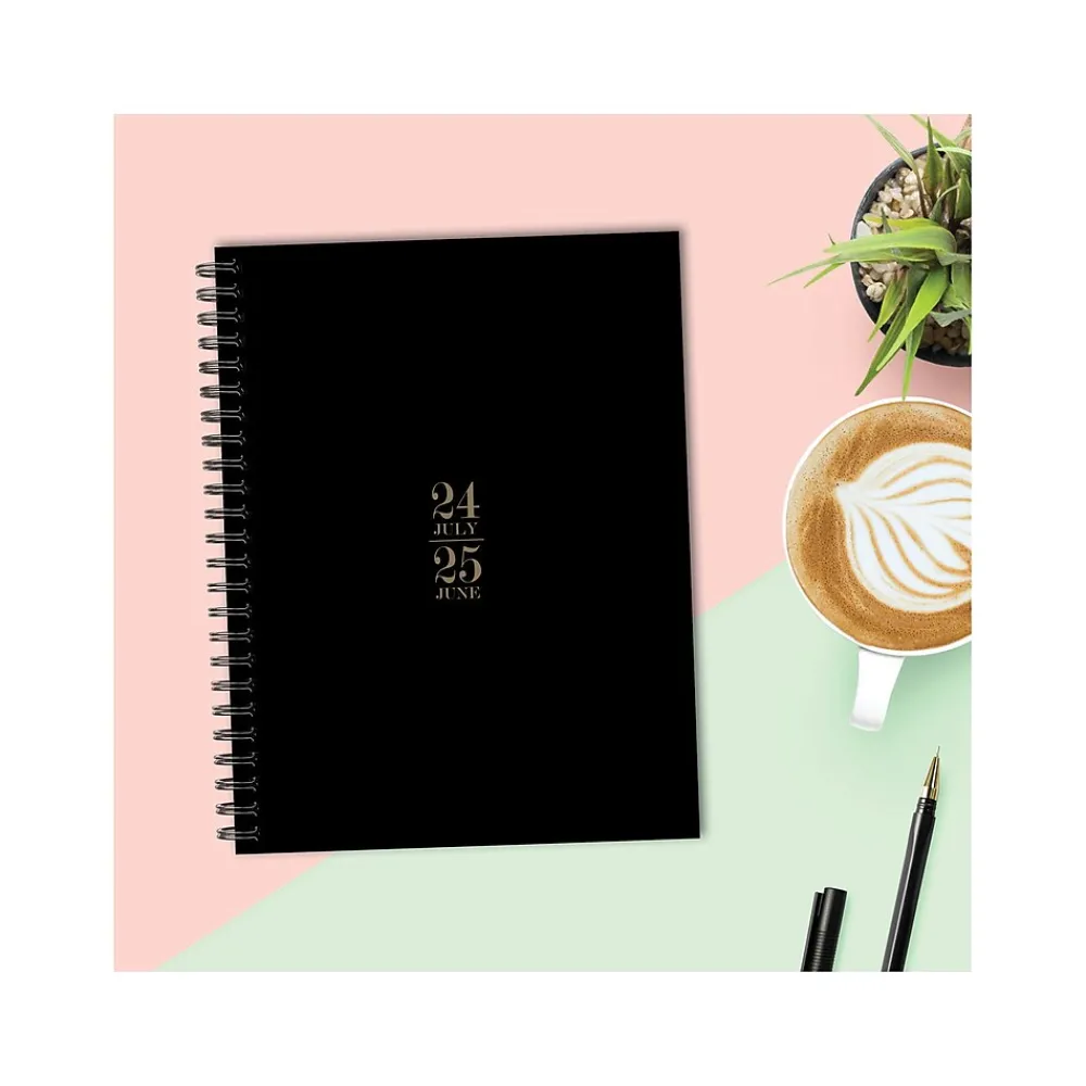 Academic Planners|Willow Creek 2024-2025 Basic Black 6.5" x 8.5" Academic Weekly & Monthly Planner, Paper Cover, Black/Brown (47729)