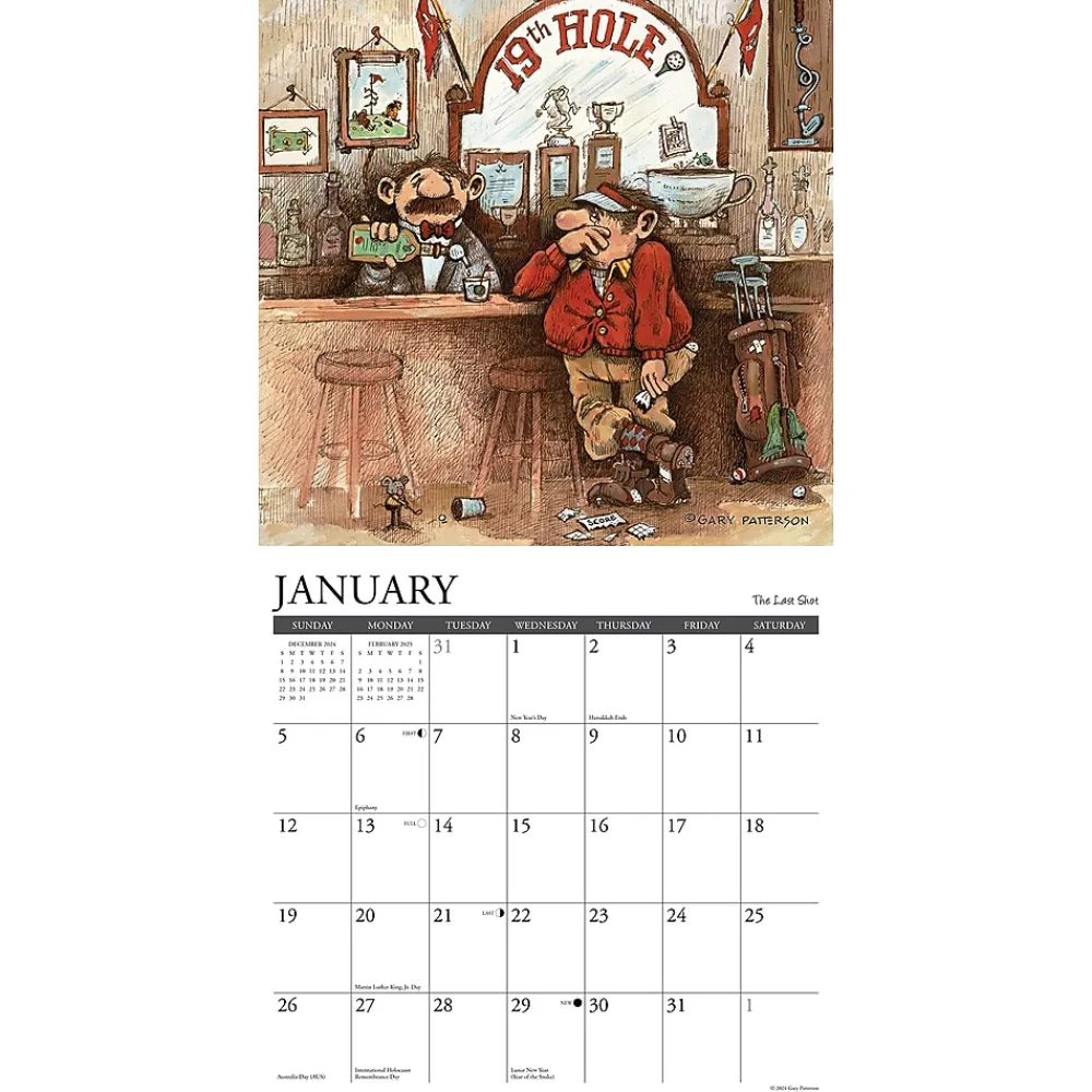 2025 Calendars|Willow Creek 2025 Golf Crazy Cartoon 12" x 12" Monthly Wall Calendar (43141)