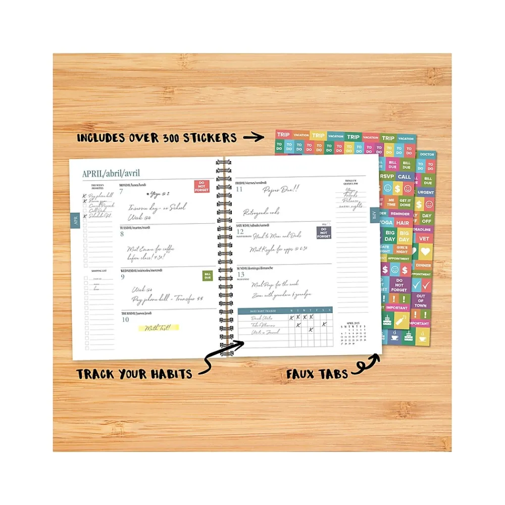Academic Planners|Willow Creek 2024-2025 Good Vibes 6.5" x 8.5" Academic Weekly & Monthly Planner, Softcover, Multicolor (46241)