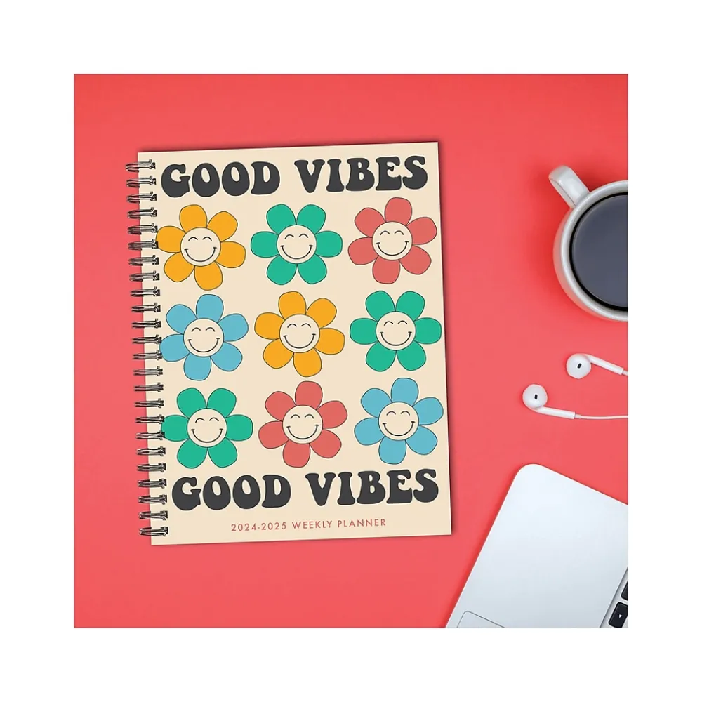 Academic Planners|Willow Creek 2024-2025 Good Vibes 6.5" x 8.5" Academic Weekly & Monthly Planner, Softcover, Multicolor (46241)