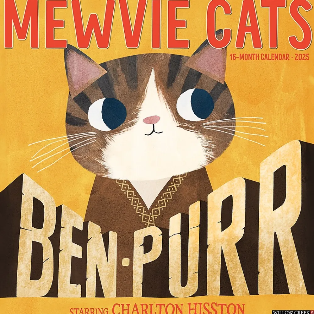2025 Calendars|Willow Creek 2025 Mewvie Cats 12" x 12" Monthly Wall Calendar (43882)