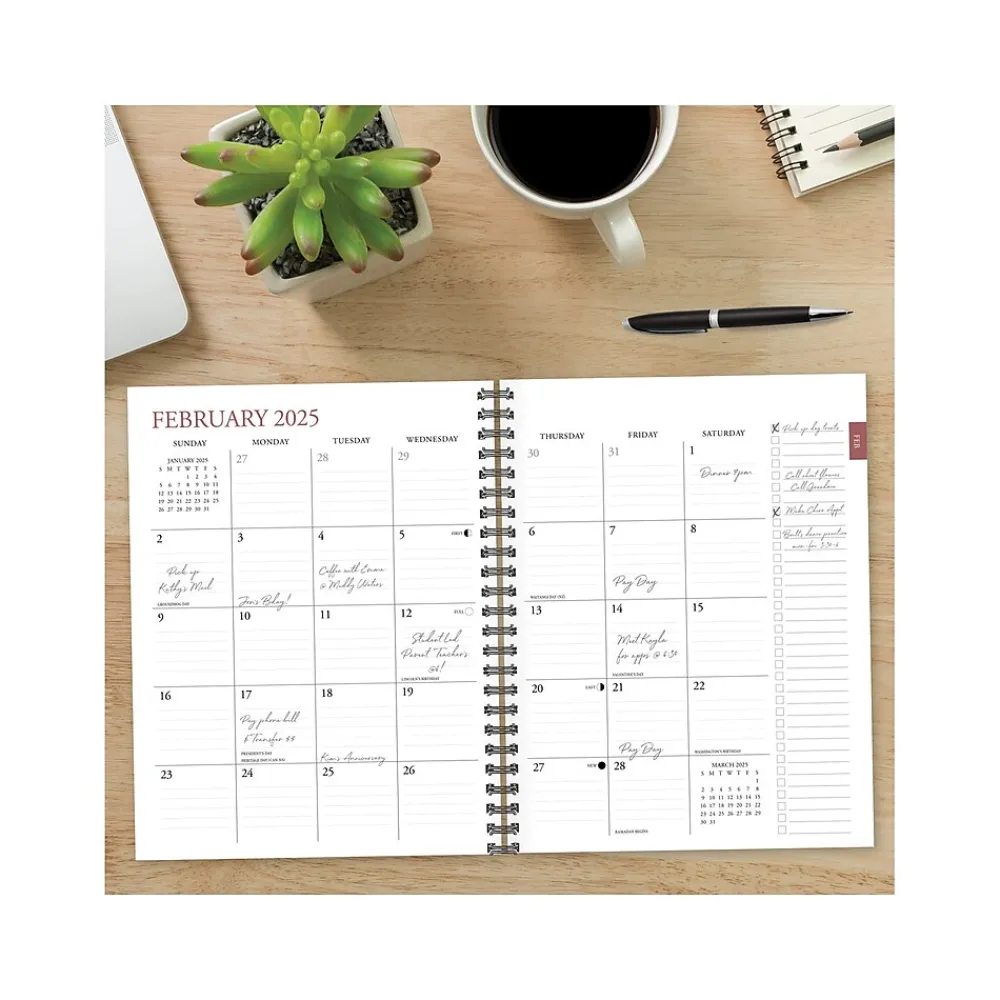 Academic Planners|Willow Creek 2024-2025 Perfect Peony 8.5" x 11" Academic Weekly & Monthly Planner, Beige/Green (47590)
