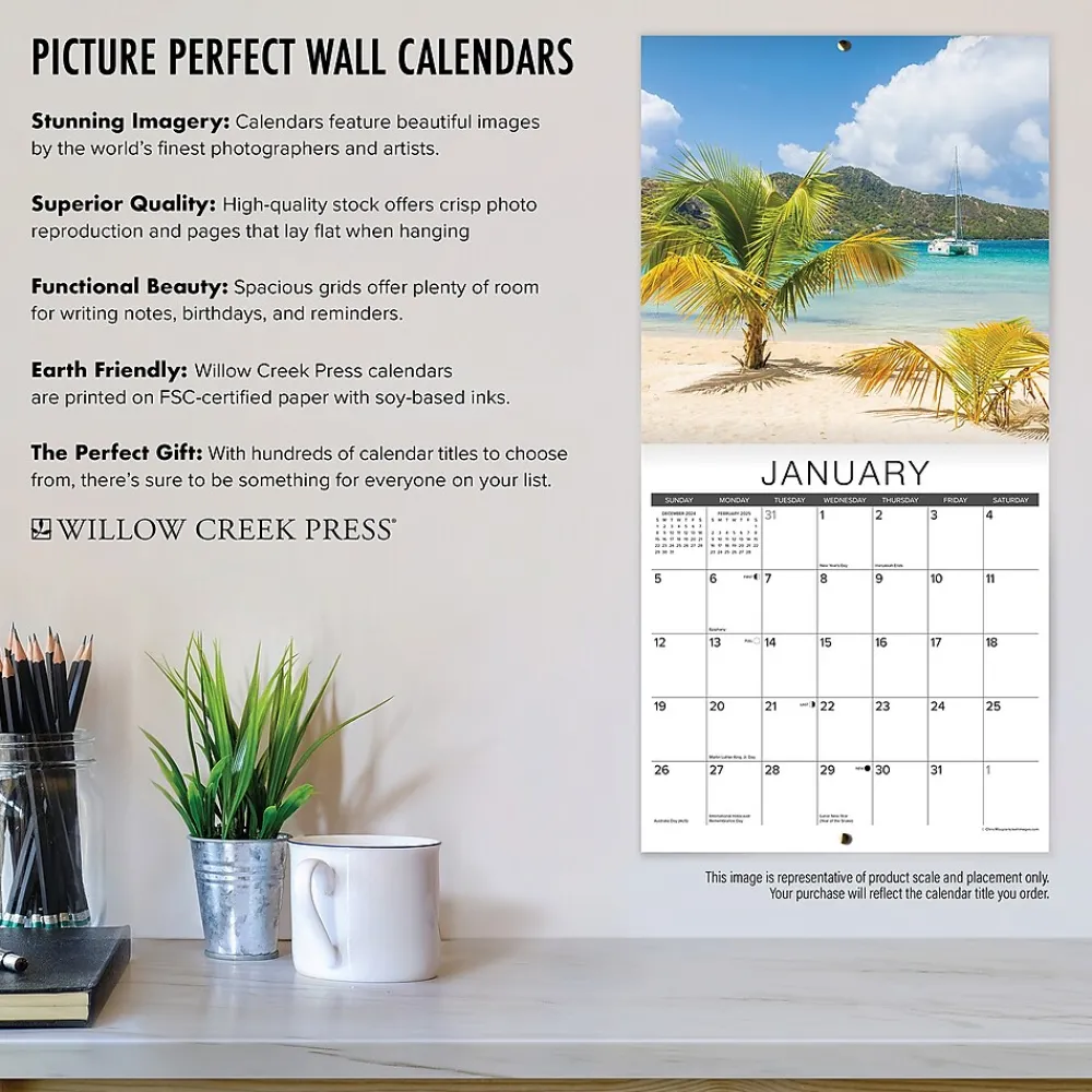 2025 Calendars|Willow Creek 2025 Positive Affirmations 12" x 12" Monthly Wall Calendar (46296)