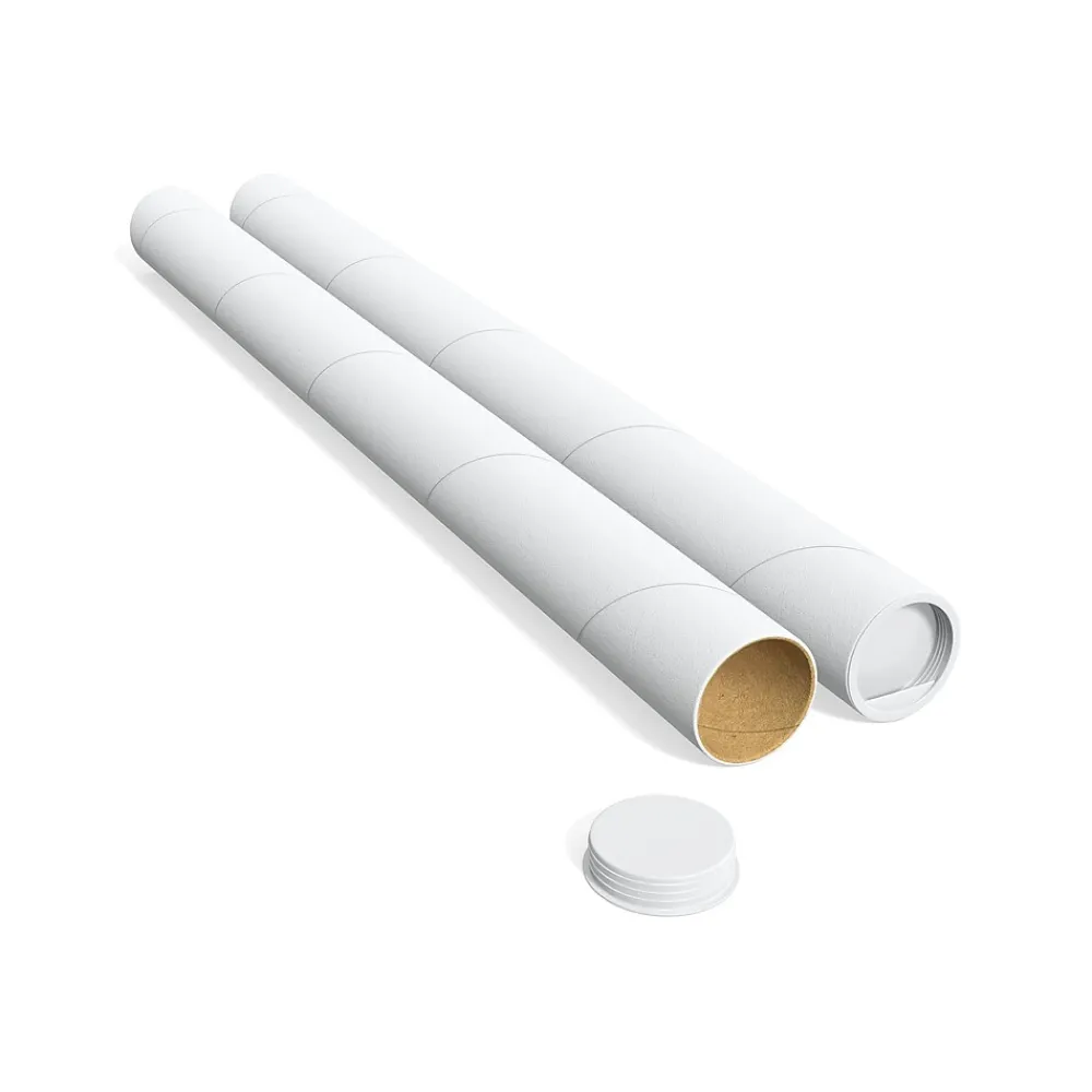 Online Staples 3" x 36" Mailing Tube with Caps, White, 12/Carton (ST55306)