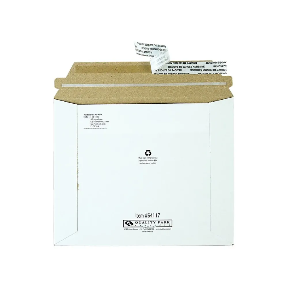 Clearance Quality Park 6.06" x 7.5" Self Seal Fiberboard Mailers, CD/DVD, 100/Carton (QUA64117)