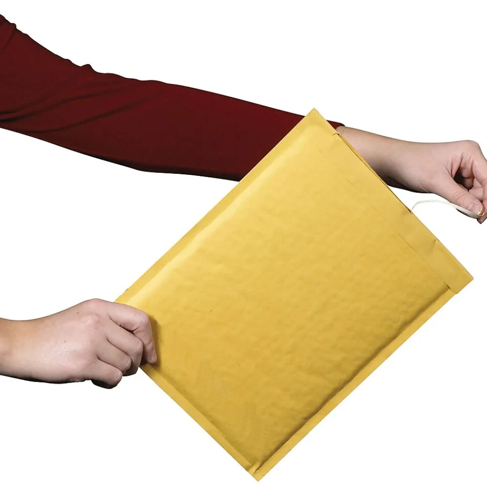 Discount SI Products 10-3/8" x 14-3/4" Self-Seal Bubble Mailers, Easy-Open Tear-Tab, Kraft, #5, 100/Case