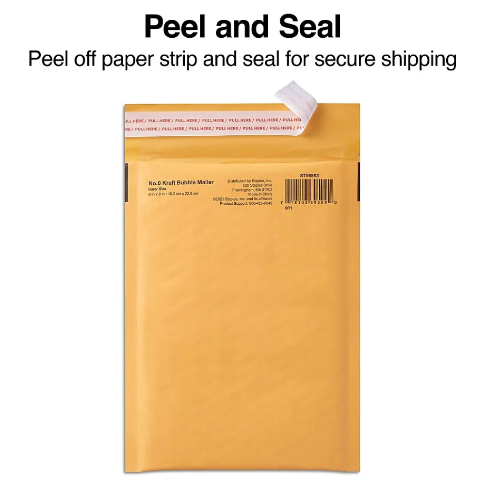 Online Staples 6.75 x 9 Self-Sealing Bubble Mailer (56563)