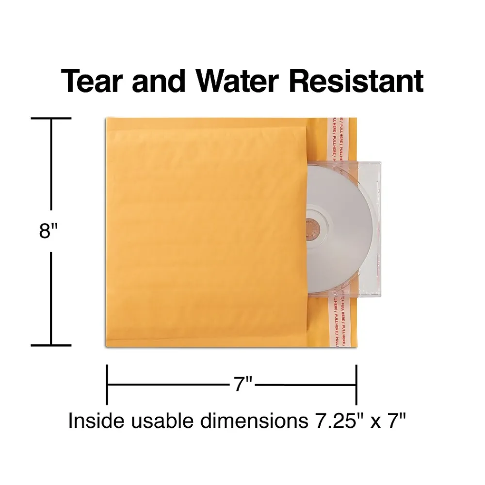 Online Staples 8" x 7" Self-Sealing Bubble Mailer, CD/DVD, 25/Carton (ST56654B)