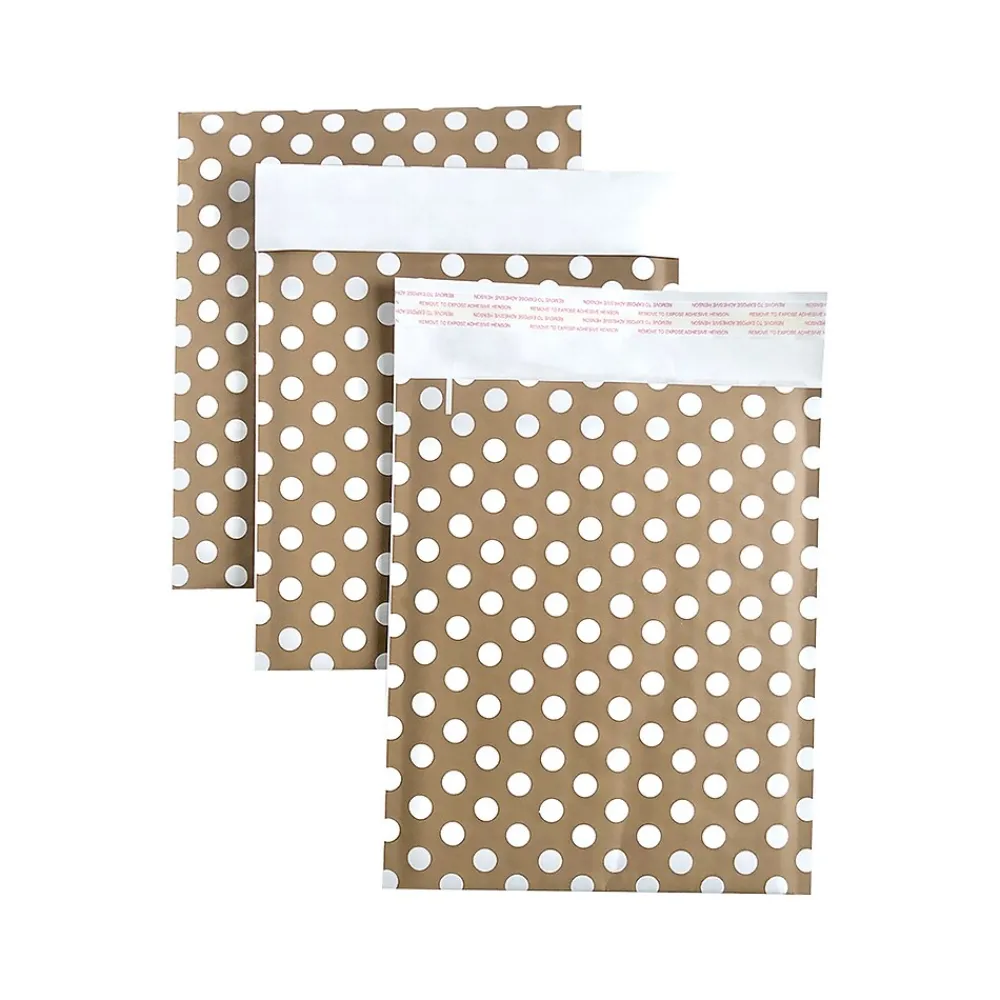 Best Happy Mail 8.5" x 11" Self-Sealing Padded Bubble Mailer, White/Brown, 3/Pack (246455)