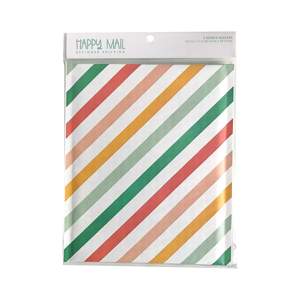 Sale Happy Mail 8.5" x 11" Self-Sealing Padded Bubble Mailer, Multicolor, 3/Pack (246456)