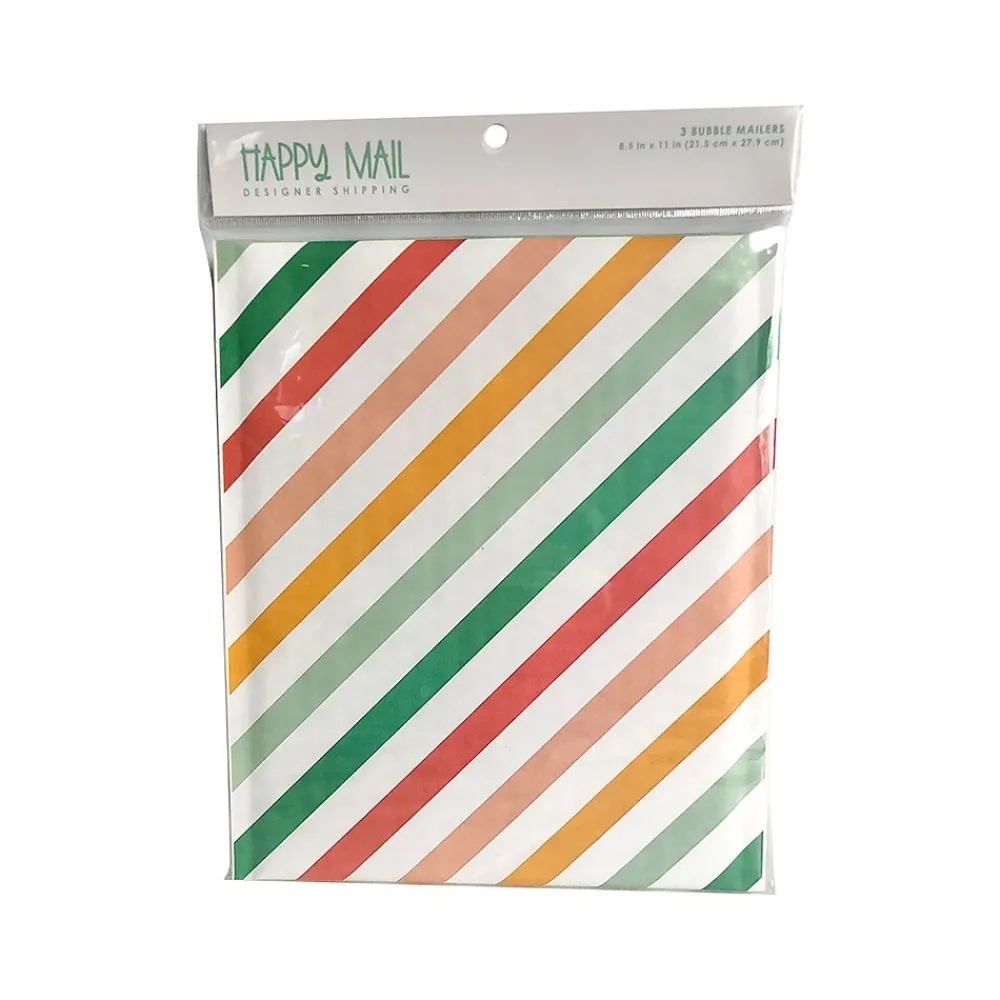 Sale Happy Mail 8.5" x 11" Self-Sealing Padded Bubble Mailer, Multicolor, 3/Pack (246456)