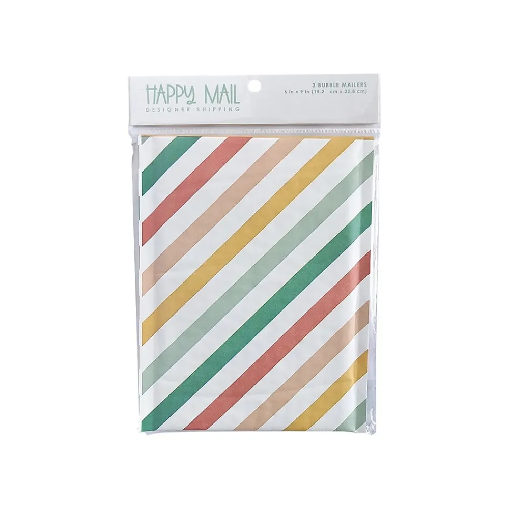 Clearance Happy Mail 6" x 9" Self-Sealing Padded Bubble Mailer, Multicolor, 3/Pack (246453)