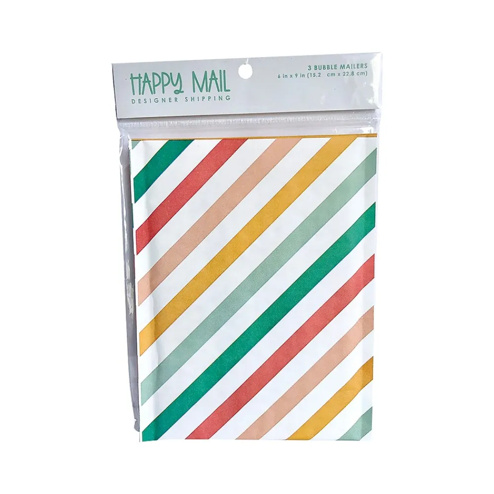 Clearance Happy Mail 6" x 9" Self-Sealing Padded Bubble Mailer, Multicolor, 3/Pack (246453)