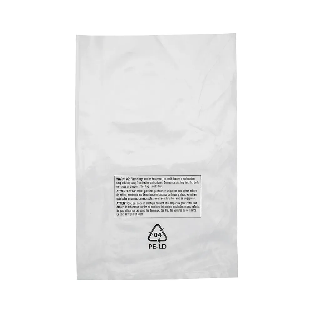 Outlet Laddawn 11" x 14" Suffocation Warning Layflat Poly Bags, 2 Mil, Clear, 1000/Carton (16120)