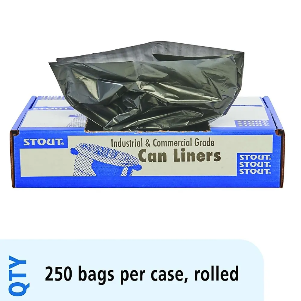 Envision 7-10 Gallon Industrial Trash Bag, 24" x 24", Low Density, 1 mil, Brown/Black, 250 Bags/Box (TRC2424)<AbilityOne Best