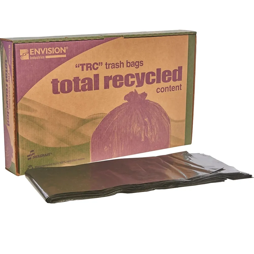 Envision 65 Gallon Industrial Trash Bag, 50" x 51", Low Density, 1.5 mil, Brown/Black, 100 Bags/Box (8105013862428)<AbilityOne Discount