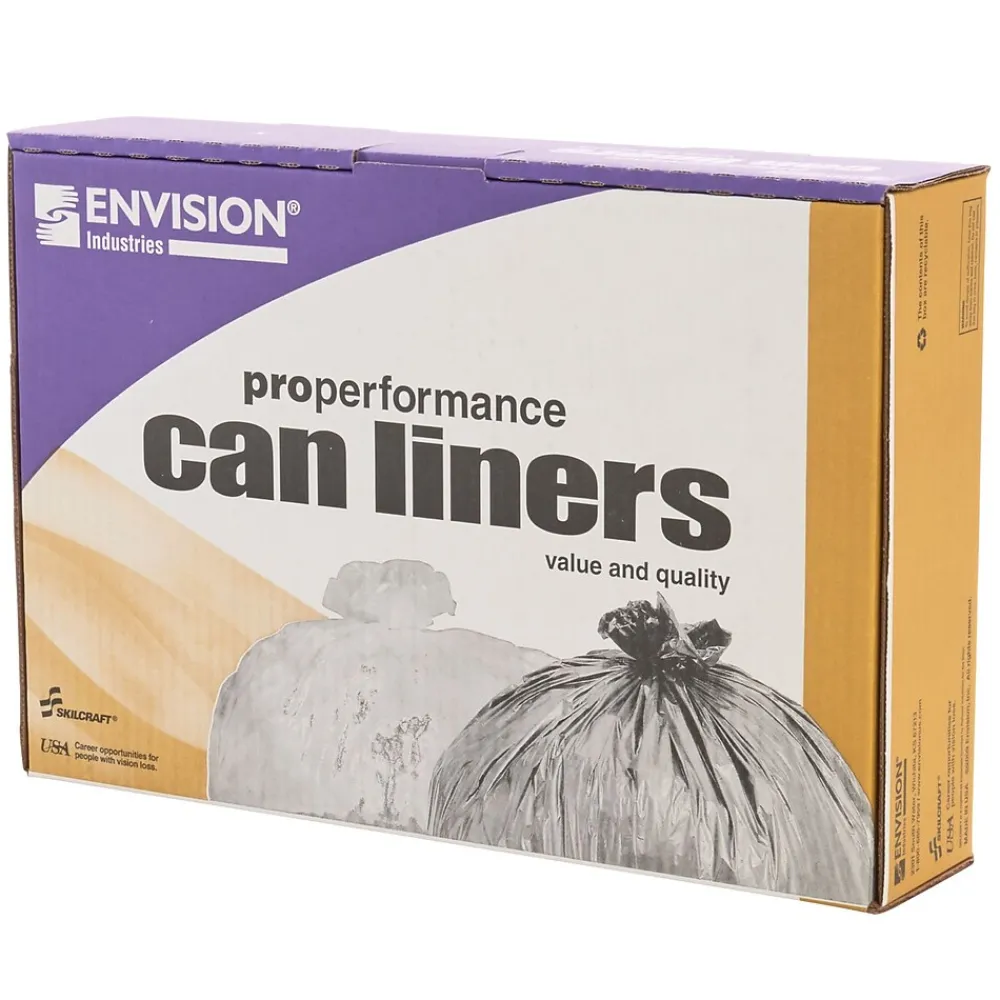 Envision LLDPE 33 Gallon Industrial Trash Bag, 33" x 39", Low Density, 1.3 mil, Clear, 100 Bags/Box (LD33XH 33X39)<AbilityOne Outlet