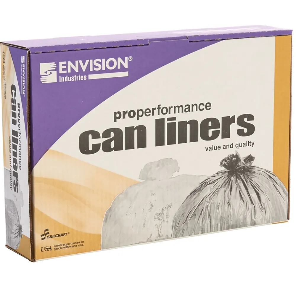 Envision LLDPE 55-60 Gallon Industrial Trash Bag, 38" x 58", Low Density, 1.5 mil, Clear, 100 Bags/BX (8105015171373)<AbilityOne New