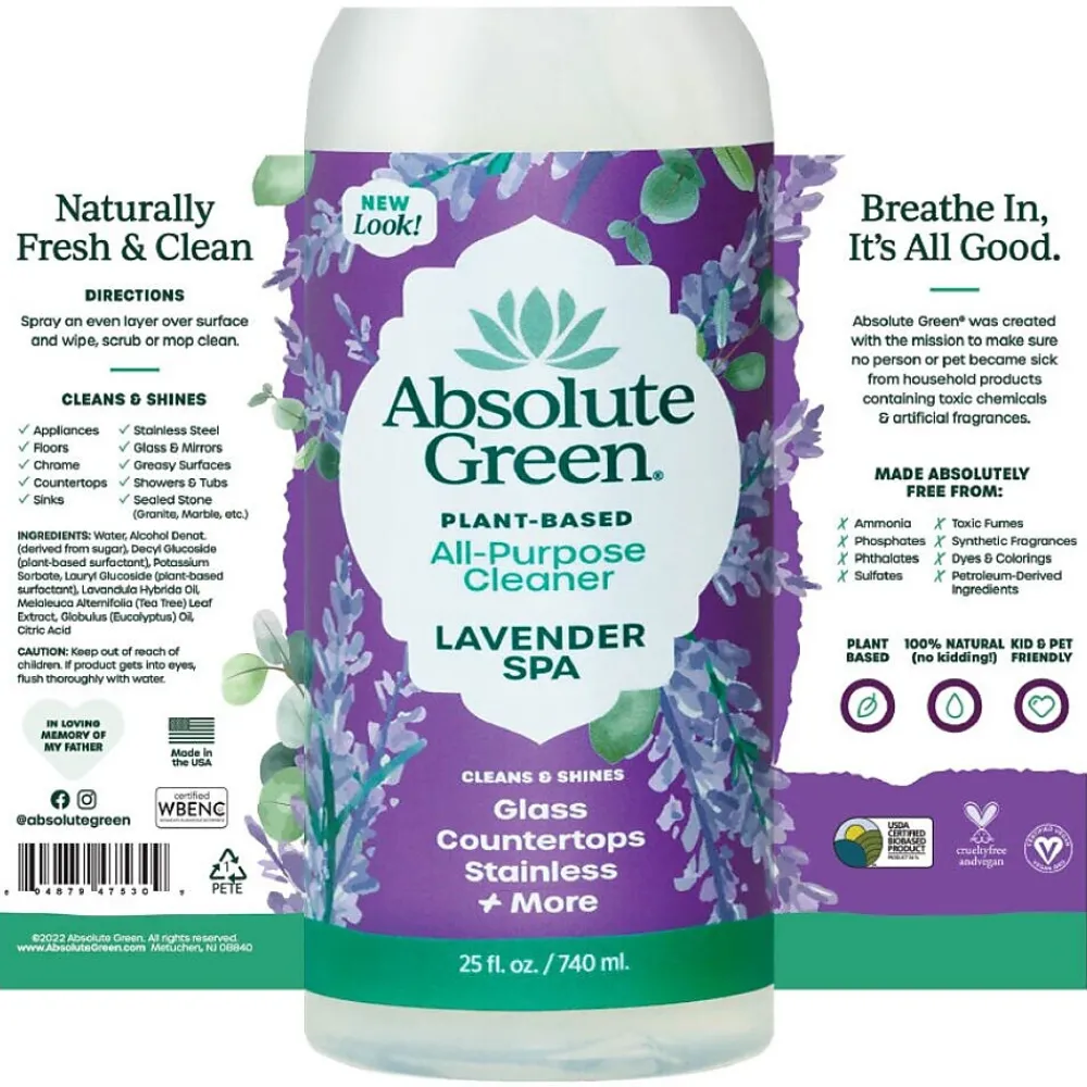 Natural Multipurpose Cleaner, Lavender Spa, 2/Pack (LAVAll-2PK)<Absolute Green Outlet
