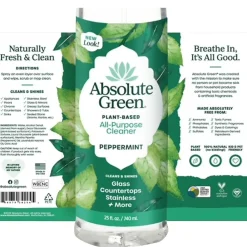 Natural Multipurpose Cleaner, Peppermint Scent, 25 Fl Oz., 2/Pack (PEPALL-2PK)<Absolute Green
