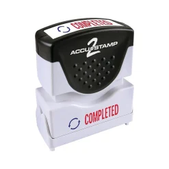 Stamps & Stamp Pads|Accu-Stamp 2 Pre-Inked Stamp, COMPLETED, Blue and Red Inks (035538)
