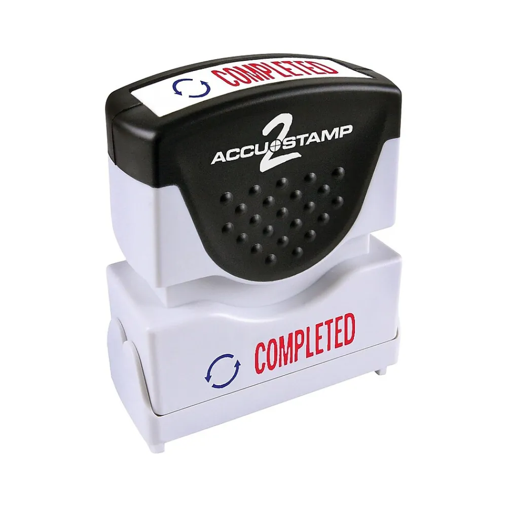 Stamps & Stamp Pads|Accu-Stamp 2 Pre-Inked Stamp, COMPLETED, Blue and Red Inks (035538)