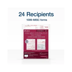 Tax Forms*Adams 2024 1099-MISC Tax Form, 4-Part, 2-Up, Copy A, 1, B, 2, 24/Pack (STAX524MISC-24)