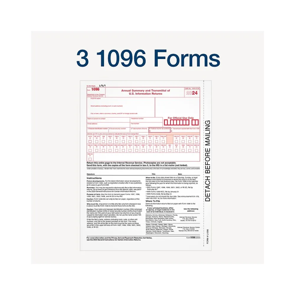 Tax Forms*Adams 2024 1099-MISC Tax Form with Self-Seal Envelopes and Tax Forms Helper, 4-Part, 2-Up, Copy A, 1, B, 2, 12/Pack