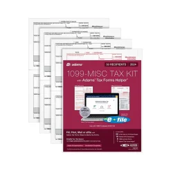Tax Forms*Adams 2024 1099-MISC Tax Form with e-files and Access to Tax Forms Helper, 4-Part, 2-Up, Copy A, 1, B, 2, 50/Pack