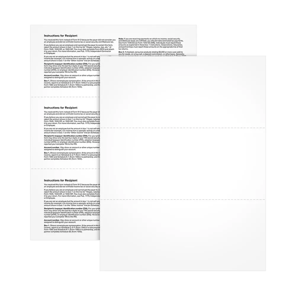 Tax Forms*Adams 2024 1099-NEC Blank Forms with Copy B Printed Backs, 50 sheets/pack (LNECBLANK-S)