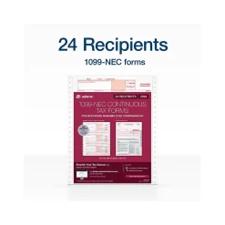 Tax Forms*Adams 2024 1099-NEC Tax Form, 4-Part, 3-Up, Copy A, 1, B, 2, 24/Pack (STAX524NEC-24)