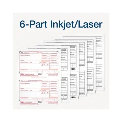 Tax Forms*Adams 2024 W-2 Tax Form with W-3 Forms and Access to Tax Forms Helper, 6-Part, 2-Up, Copy A, 1, B, C, 2, D, 50/Pack