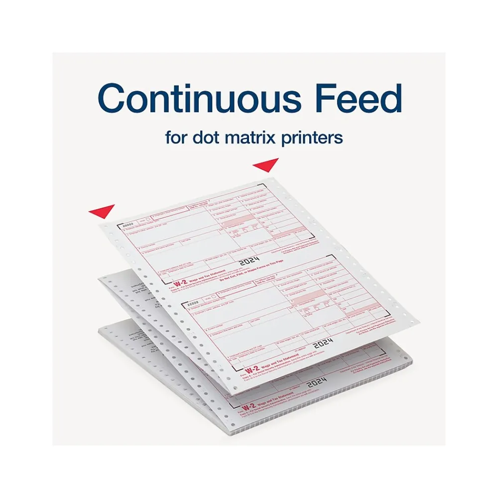 Tax Forms*Adams 2024 W-2 Tax Form with W-3 Forms, 6-Part, 2-Up, Copy A, D/1, B, C, 2, 24/Pack (STAX624-24)