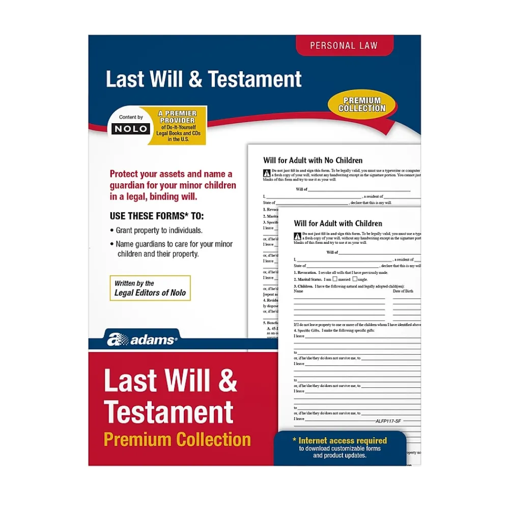 Business Forms*Adams Last Will & Testament, Forms & Instructions (LF235/ALFP117)