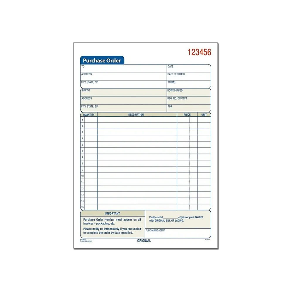 Business Forms*Adams 2-Part Carbonless Purchase Requisitions, 8.44"L x 5.56"W, 50 Sets/Book, 10/Box (DC5831-10)