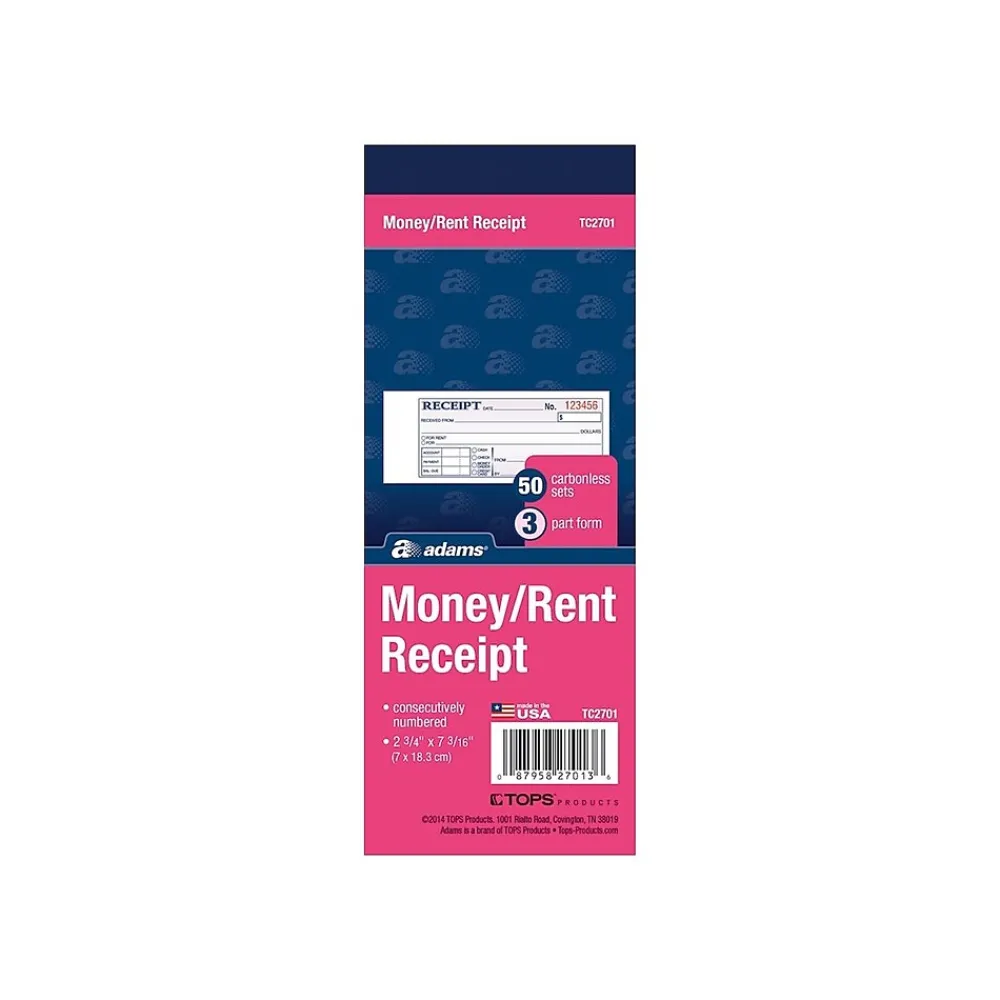 Accounting & Record Journals*Adams 3-Part Carbonless Receipts Book, 7.19" x 2.75", 50 Forms/Book (ABF TC2701)