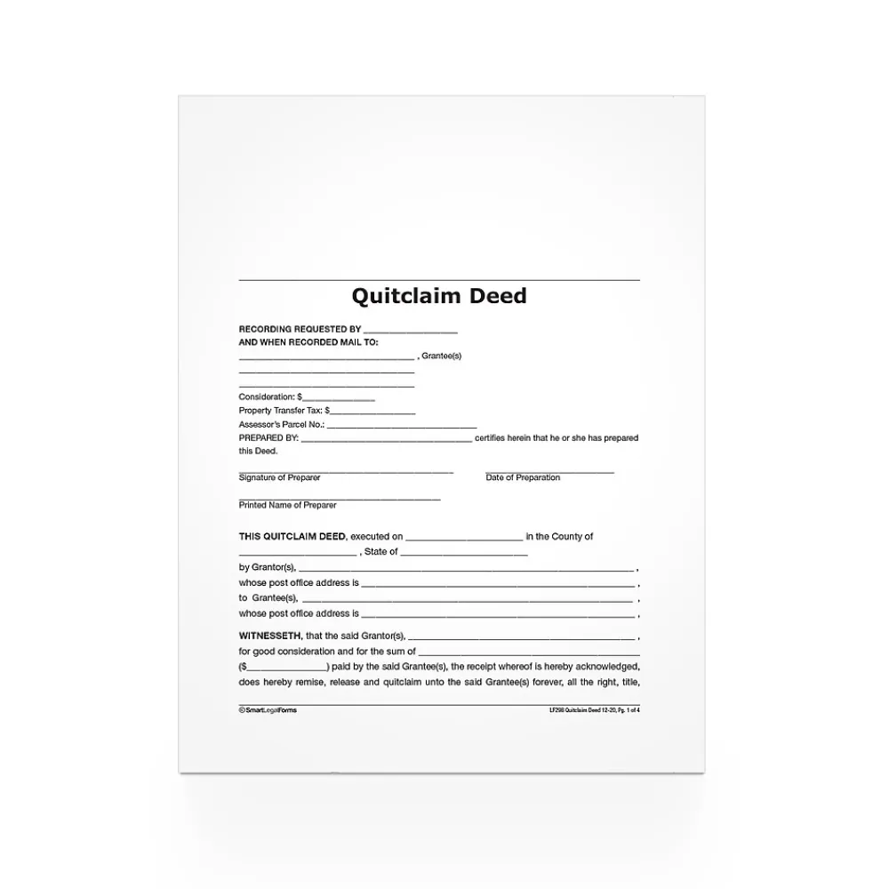 Business Forms*Adams Quitclaim Deed, Form and Instructions, 8.5" x 11", 4 Sets/Book (LF298)