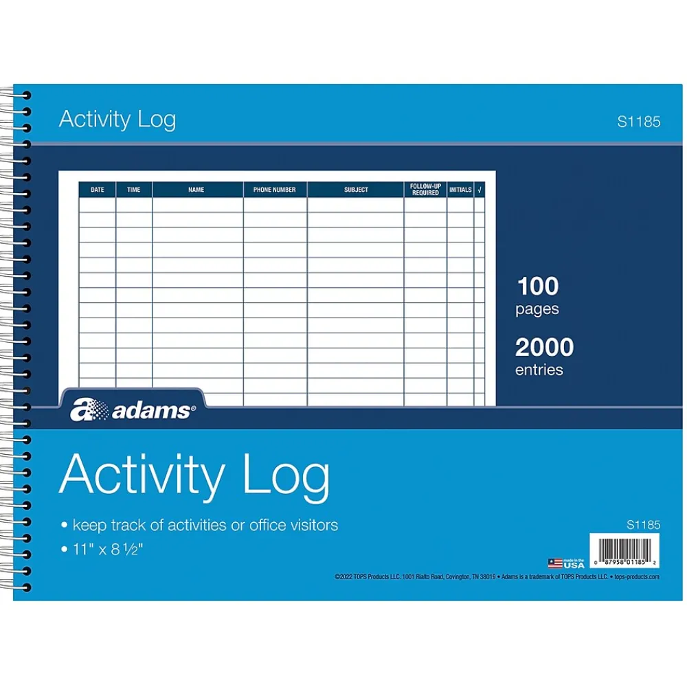 Accounting & Record Journals*Adams Record Book, 8 Columns, 11" x 8.5", White, 50 Sheets/Book (S1185)