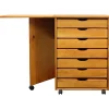 File Cabinets*Adeptus Drop Leaf 7-Drawer Vertical File Cabinet, Mobile, Specialty, Medium Pine, 15" (76178)