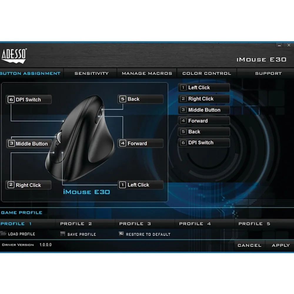 Outlet Adesso iMouse E30 Wireless Advanced Optical Mouse, Black