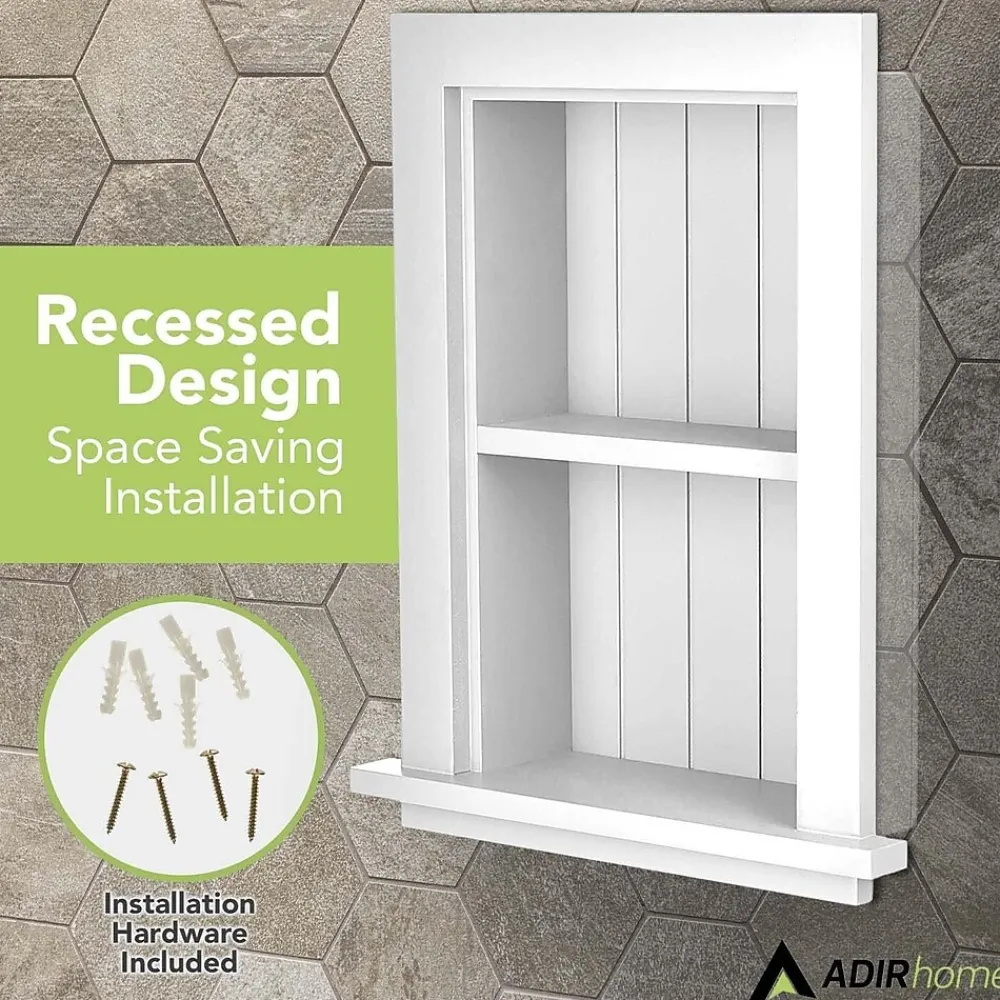 Shelving*AdirHome 1-Shelf Recessed Wall Mount Shelf, 19" x 12.75" x 4.75", (515-01-WHI) White