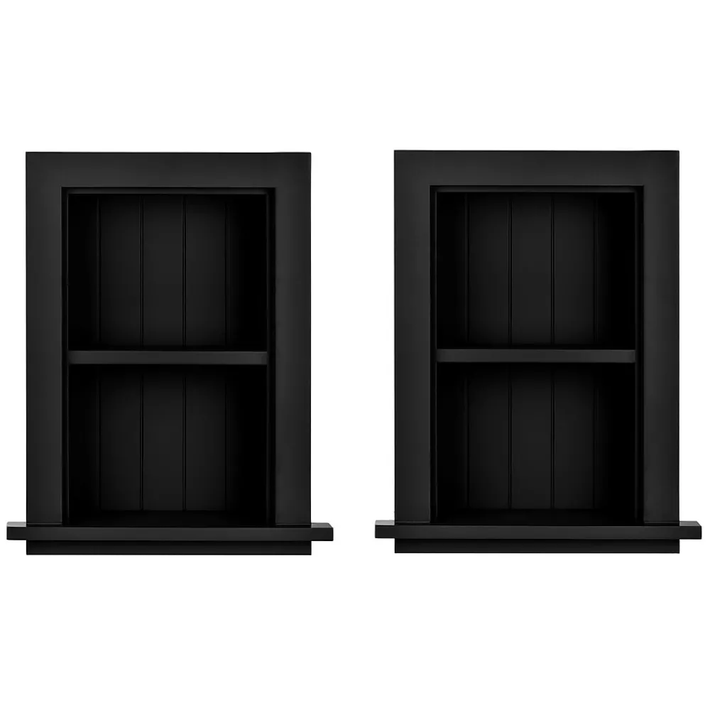 Shelving*AdirHome 1-Shelf Wood Bathroom Recessed Wall Shelf, 19" x 12.75" x 4.75", Black, 2/Pack (515-01-BLK-2PK)