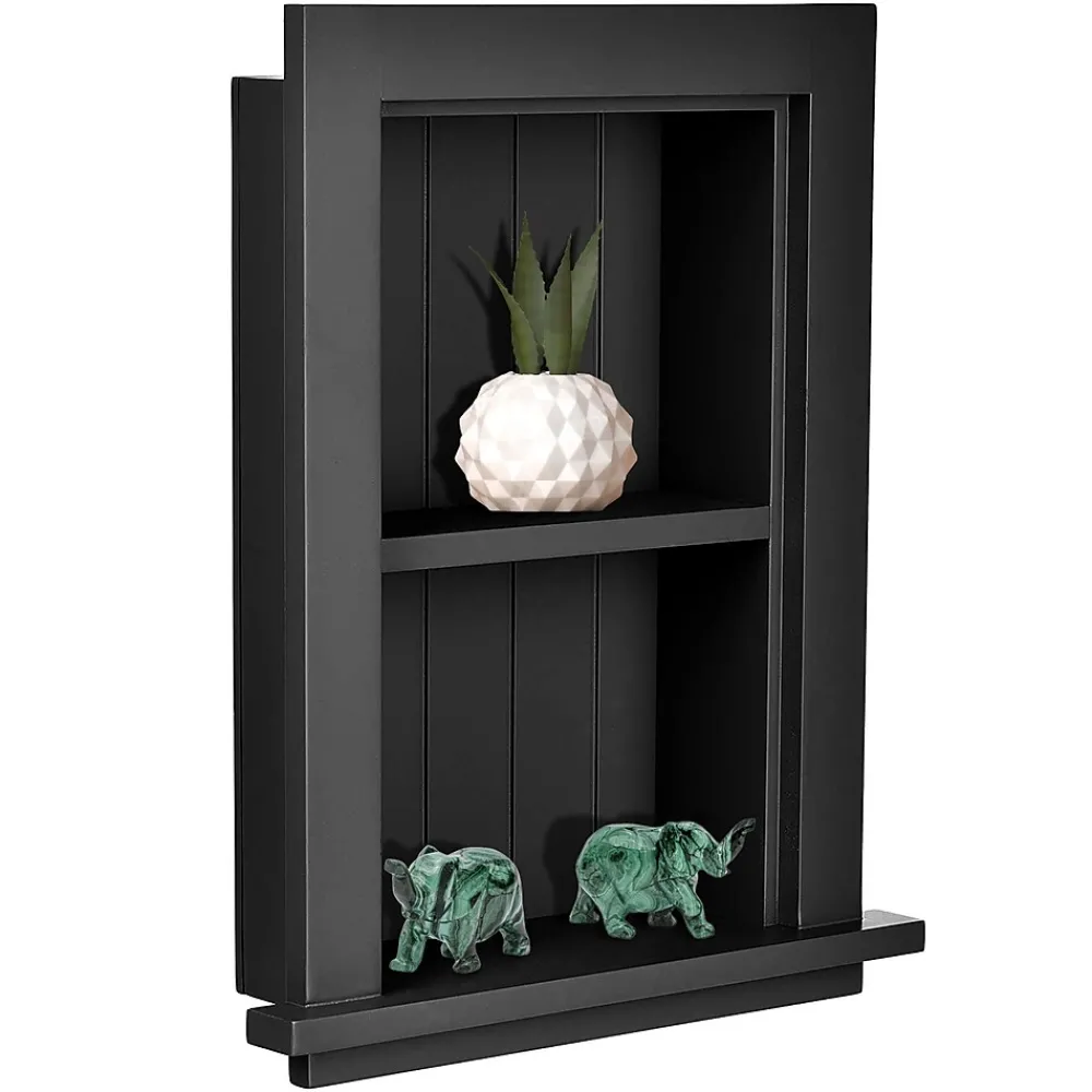Shelving*AdirHome 1-Shelf Wood Bathroom Recessed Wall Shelf, 19" x 12.75" x 4.75", Black, 2/Pack (515-01-BLK-2PK)